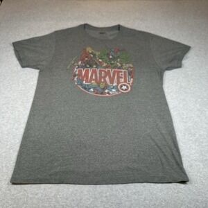 Marvel Graphic T-Shirt Mens L Gray Short Sleeve Cotton Blend